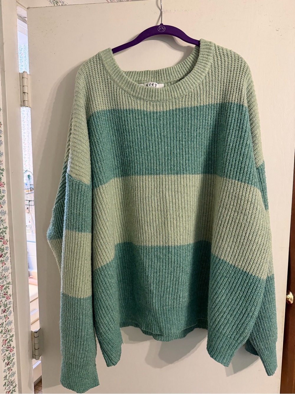 Mint and Seafoam Striped Ribbed Sweater